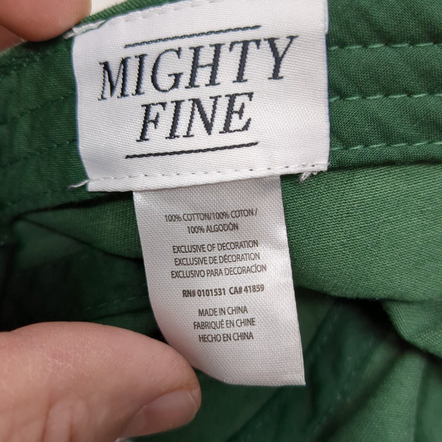 Happy Camper Slideback Hat Green OSFA Adjustable Embroidered Mighty Fine Cotton