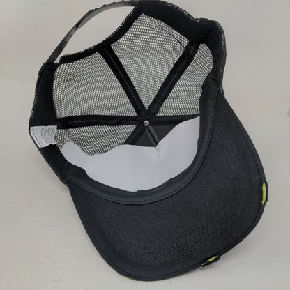 Broken Trust Snapback Trucker Hat Black OS Embroidered Distressed Mesh Back