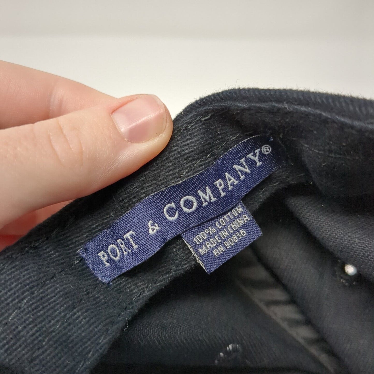Onrel Slideback Hat Black OSFA Adjustable Embroidered Port & Company Cotton