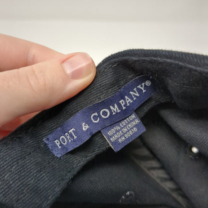 Onrel Slideback Hat Black OSFA Adjustable Embroidered Port & Company Cotton