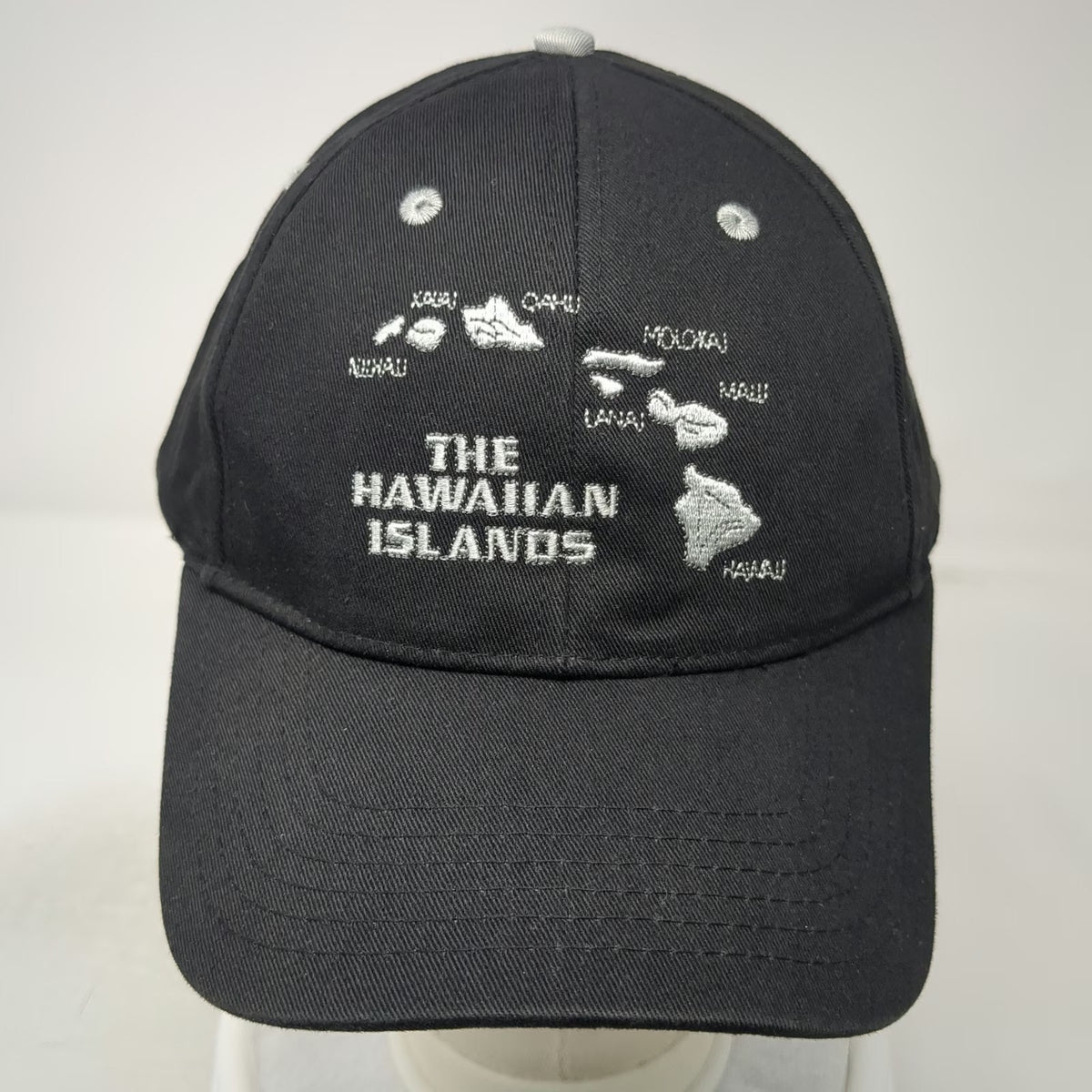 Surfware Baseball Cap Black One Size Hawaiian Islands Map Slideback Hat Cotton