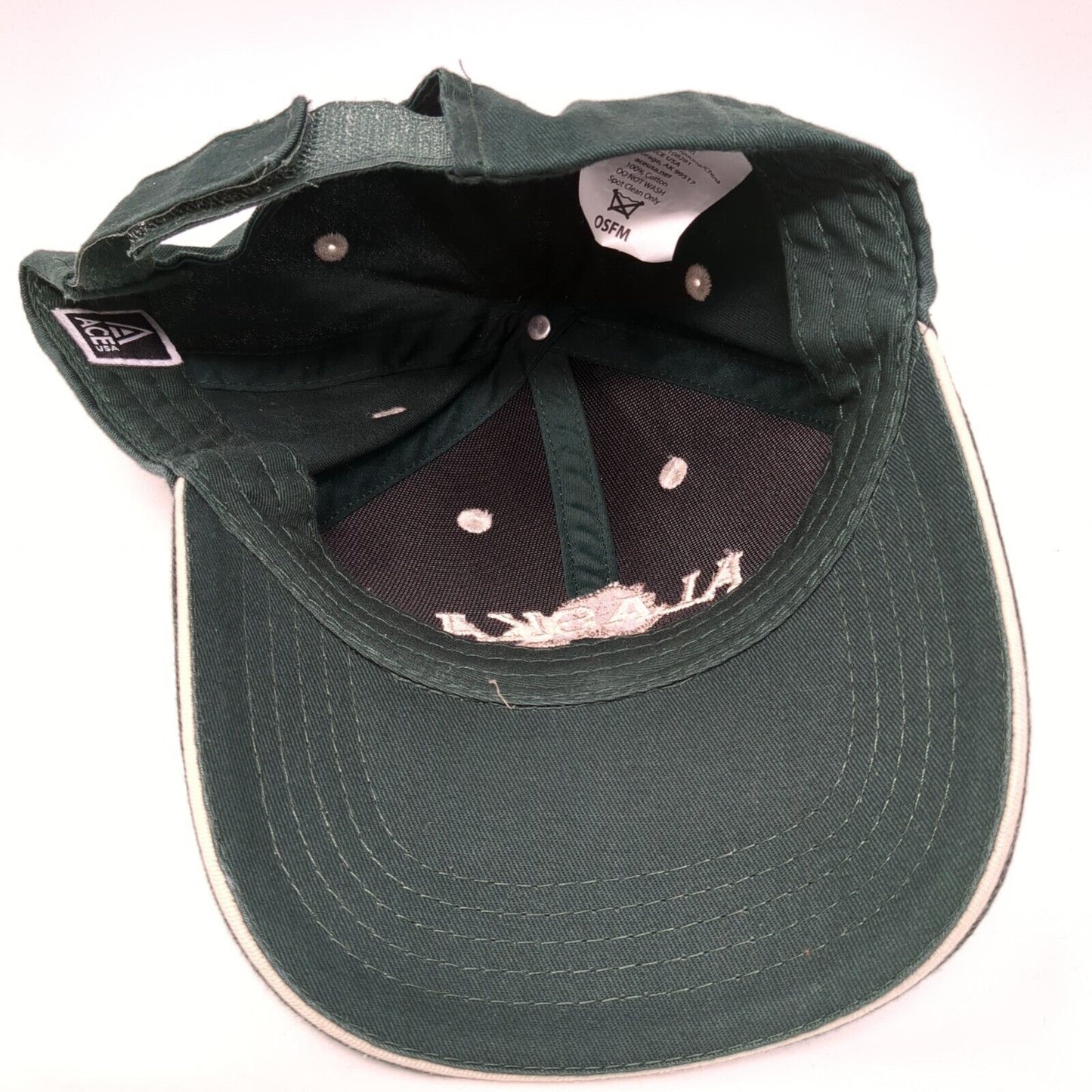 Alaska Strapback Hat Green One Size Adjustable Embroidered ACE USA