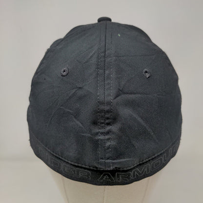 Under Armour Logo Fitted Hat Black Large/XL Solid Vent Holes 6 Panel