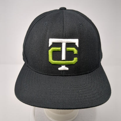 TC Snapback Hat Black OSFA Adjustable Embroidered Letters 6 Panel