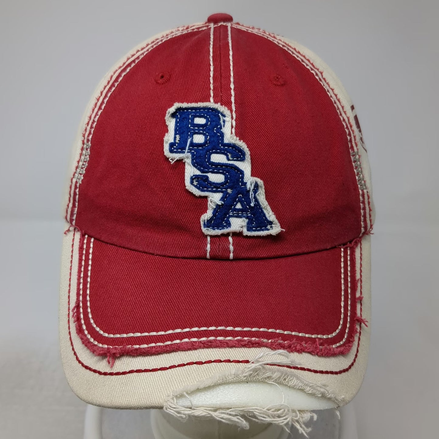 Red Boy Scouts of America BSA Baseball Cap One Size Distressed Strapback Hat