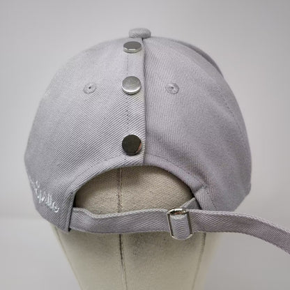 Gray Pink Floral Flower Pattern Studded Back Adjustable Baseball Cap Hat OS