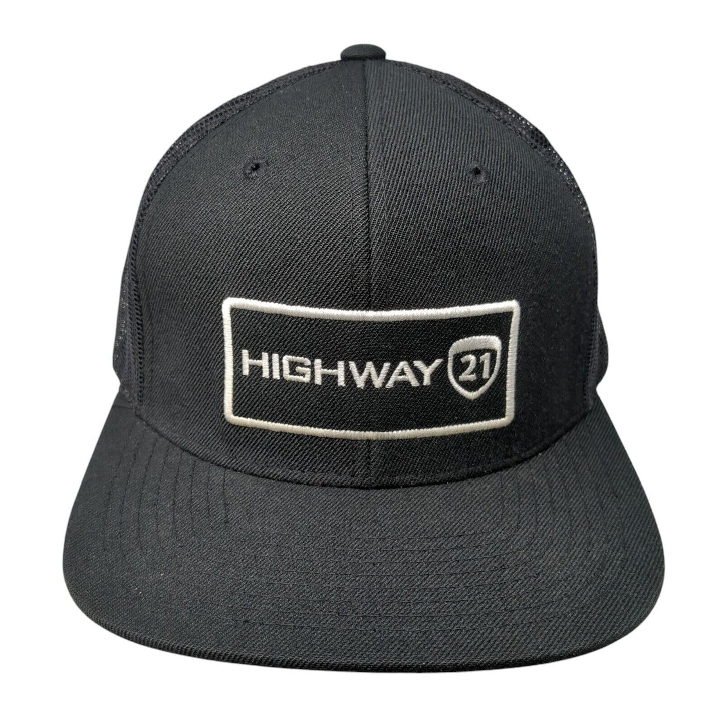 Highway 21 Snapback Trucker Hat Black One Size Adjustable Embroidered Mesh Back