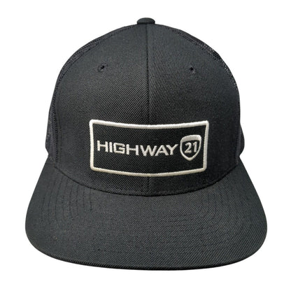 Highway 21 Snapback Trucker Hat Black One Size Adjustable Embroidered Mesh Back