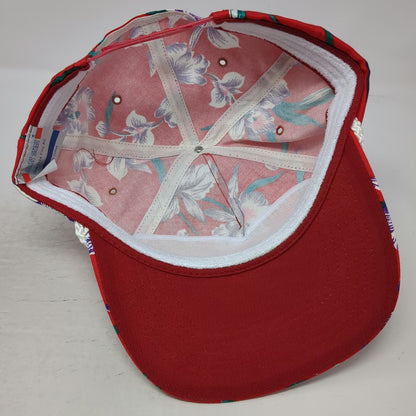 Peterbilt 5 Panel Red One Size Floral Hibiscus Rope Snapback Logo Embroidery Hat