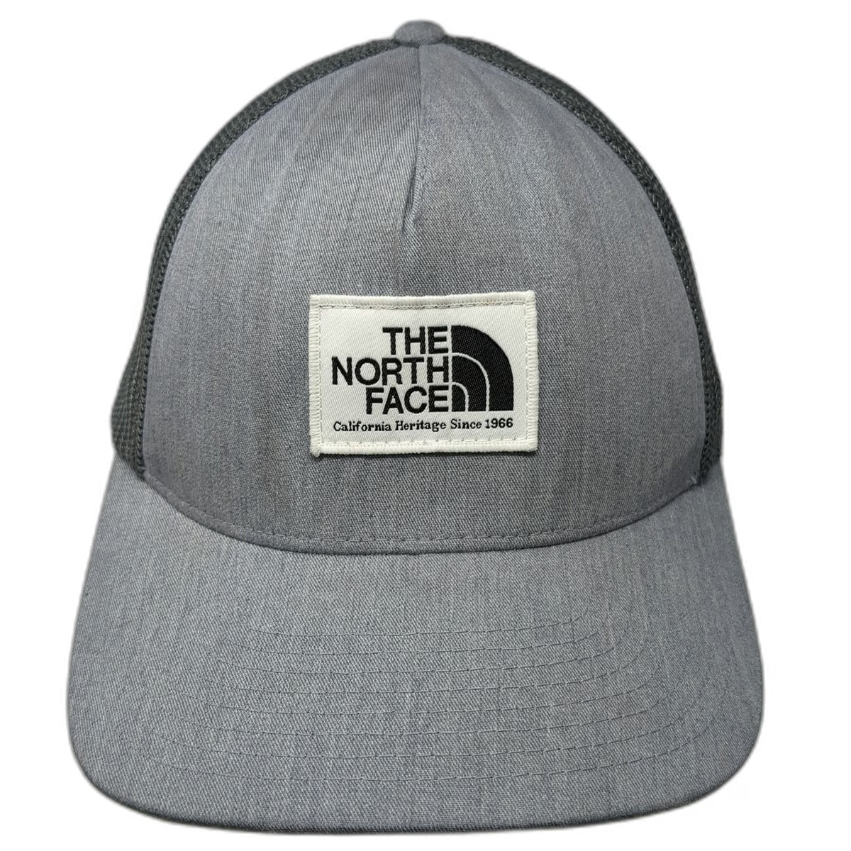 The North Face Trucker Hat Gray One Size Mesh Back Snapback Logo Patch