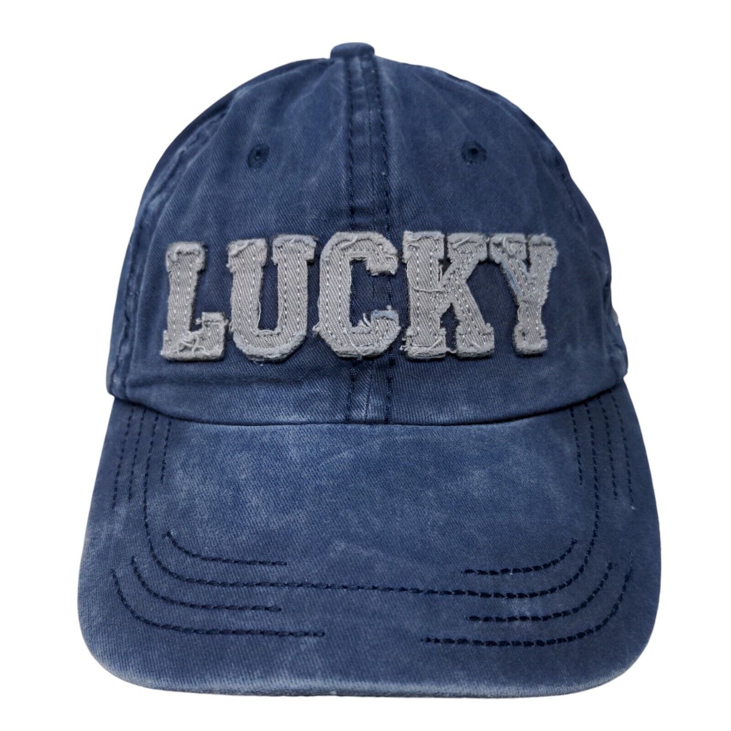 Lucky Slideback Hat Blue One Size Live Laugh Love Embroidered 6 Panel