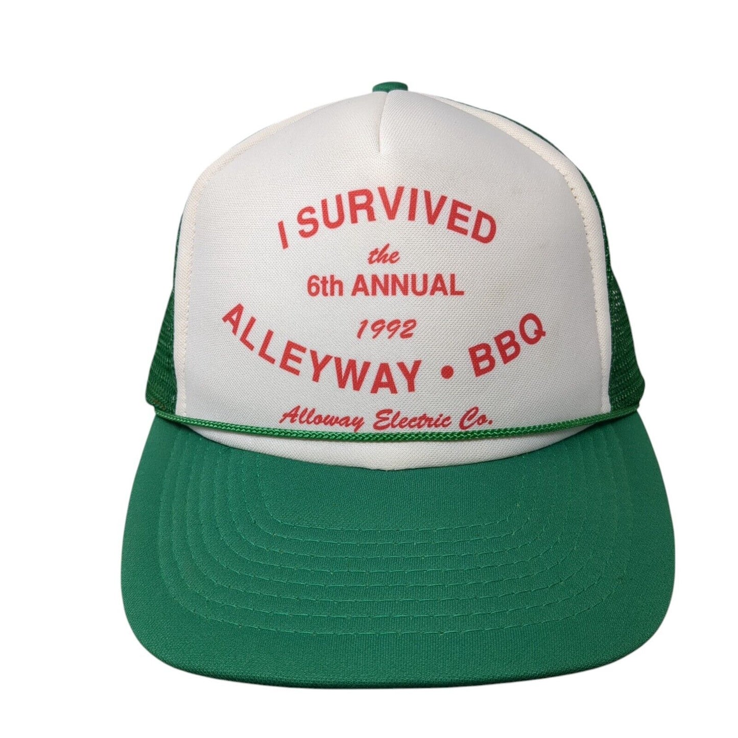 I Survived The 6th Annual 1992 Alleyway Bbq Snapback Trucker Hat Green OS Rope