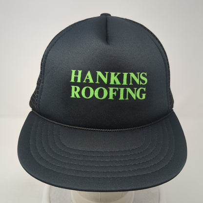 Hankins Roofing Snapback Trucker Hat Black One Size Mesh Back Sportsman