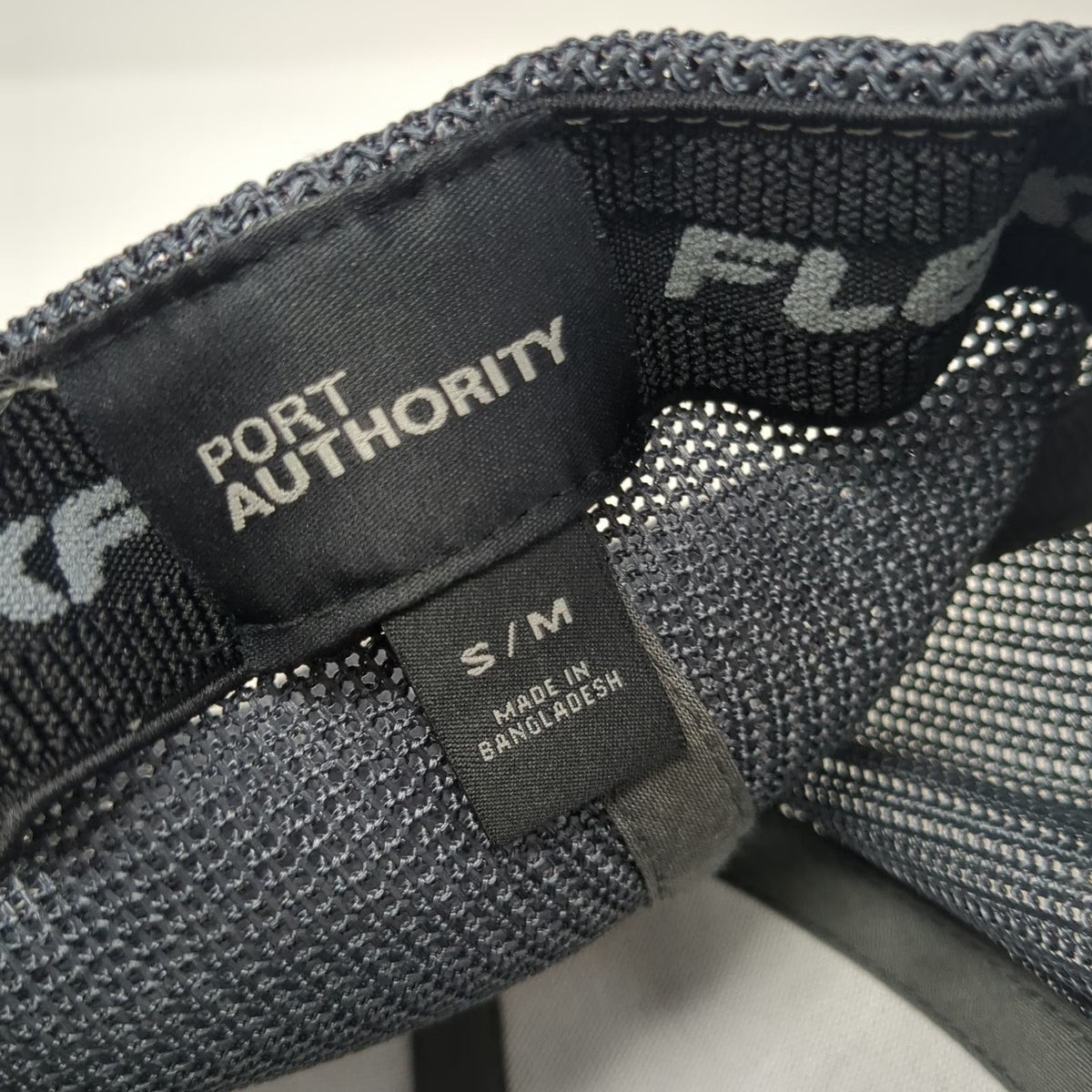 Port Authority Baseball Cap Gray M Meridian Speedway Racing Mesh Fitted hat