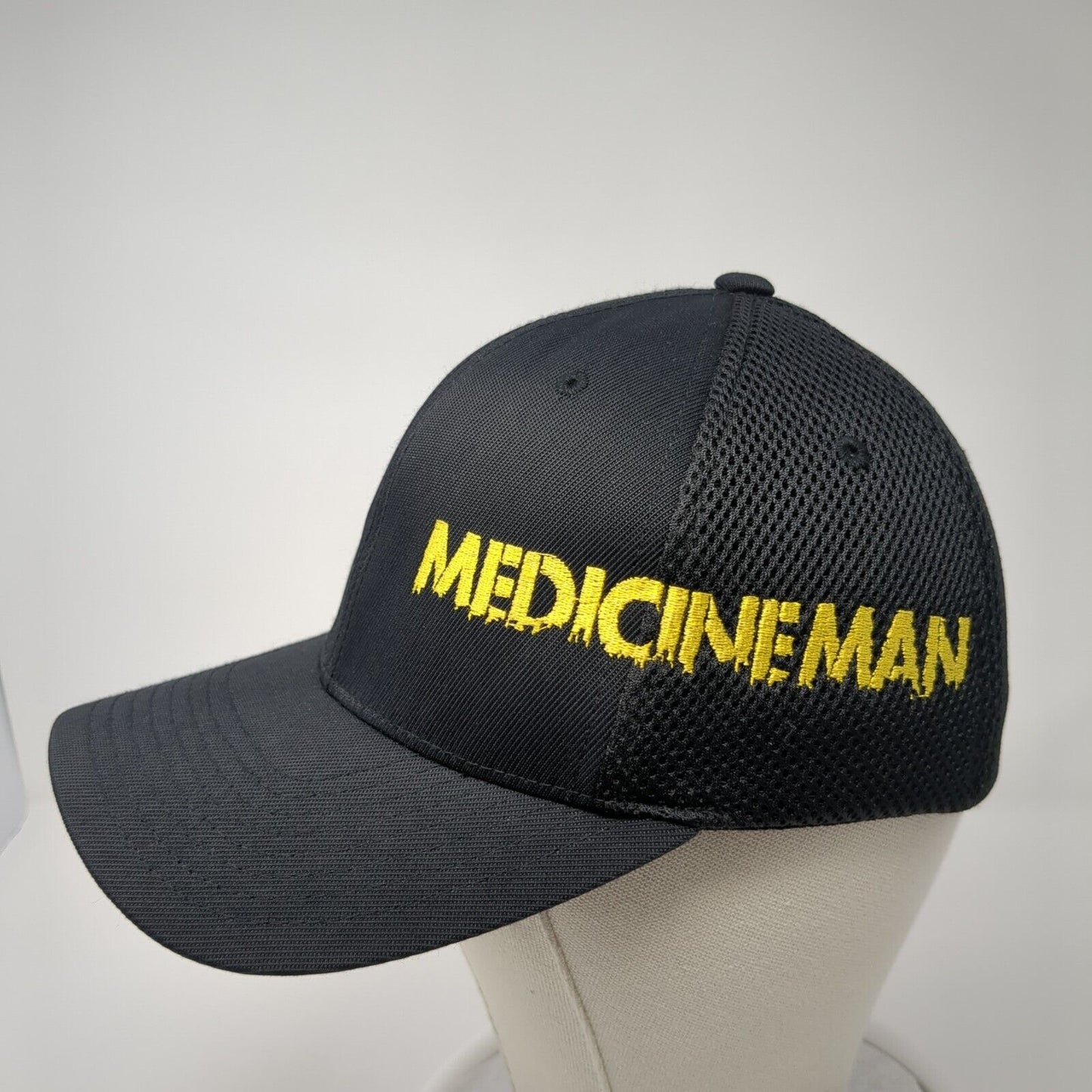 Medicine Man Fitted Hat Black S/M Embroidered Flexfit Breathable Yupoong