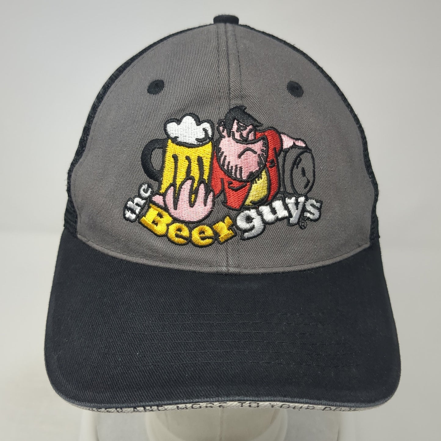 The Beer Guys Strapback Trucker Hat Black One Size Mesh Back Colorblock