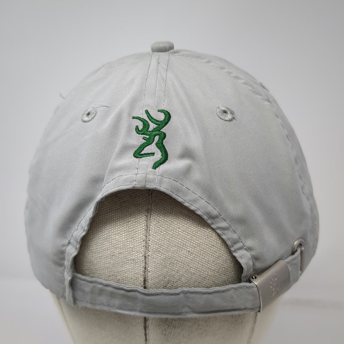Browning Baseball Cap Gray One Size Buckmark Logo Embroidered Adjustable Strap