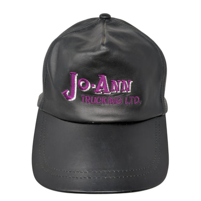 Jo-Ann Trucking Ltd. Strapback Hat Black One Size Adjustable Leather