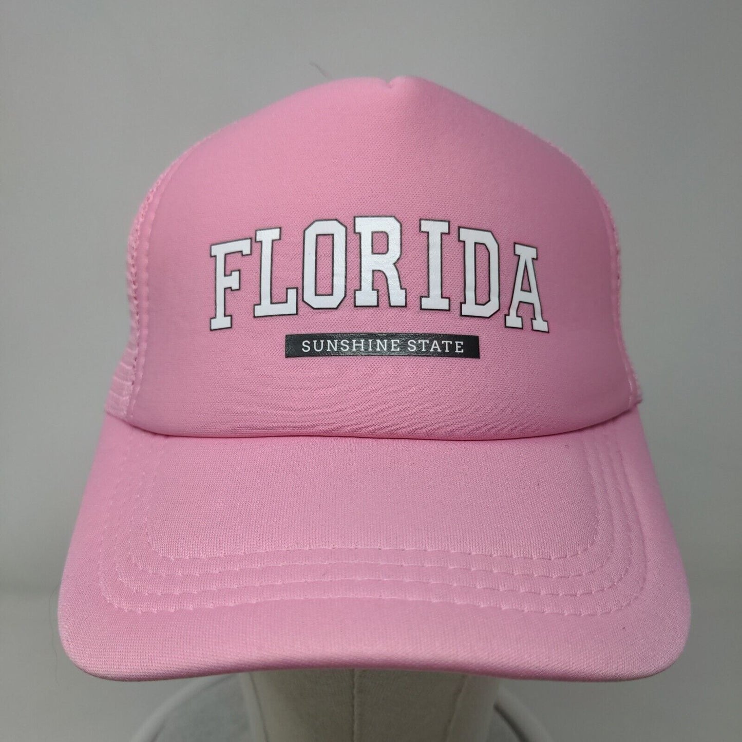 Florida Sunshine State Snapback Mesh Back Trucker Hat Pink One Size