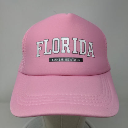 Florida Sunshine State Snapback Mesh Back Trucker Hat Pink One Size