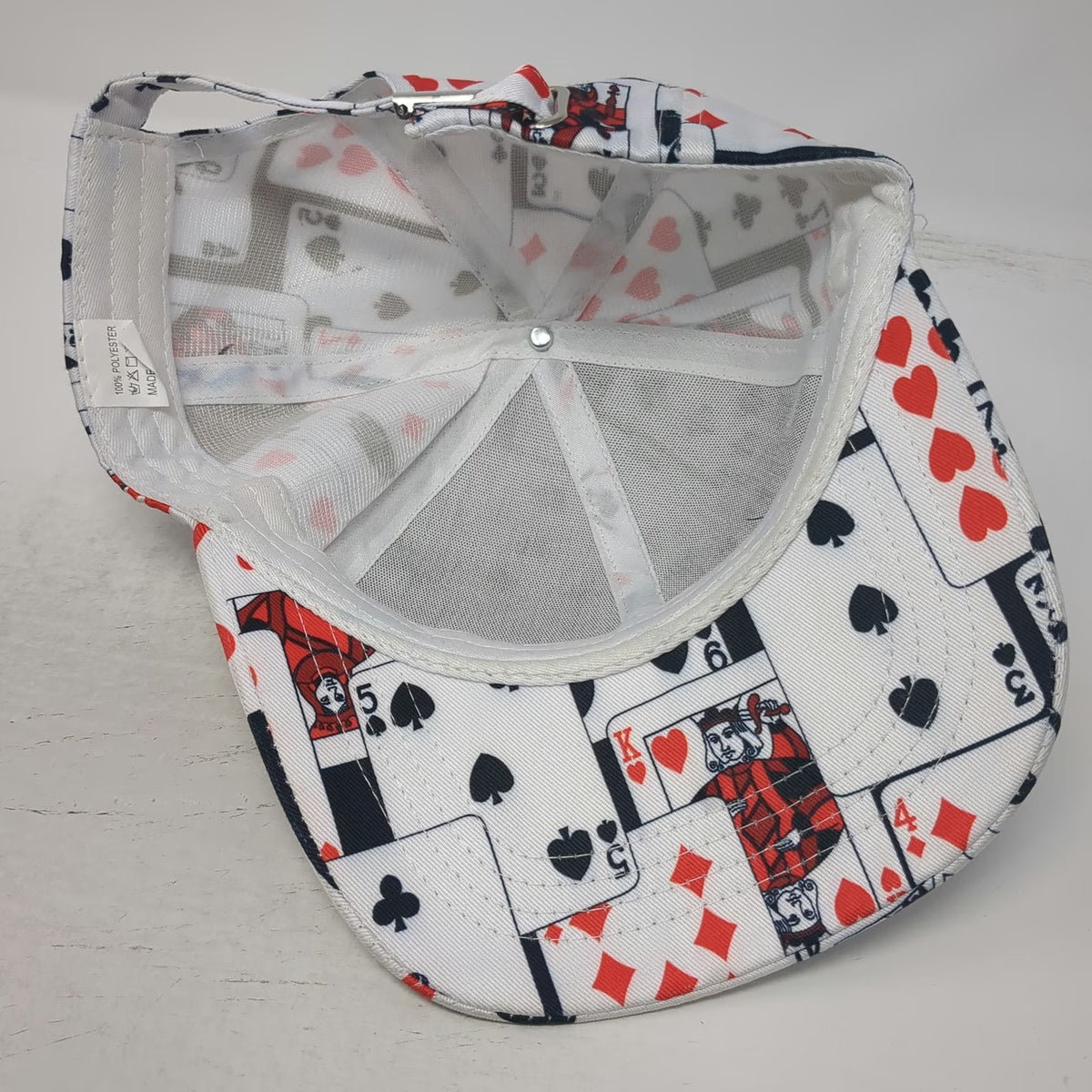 White Playing Cards Poker Gambling Allover Print One Size Baseball Cap Hat