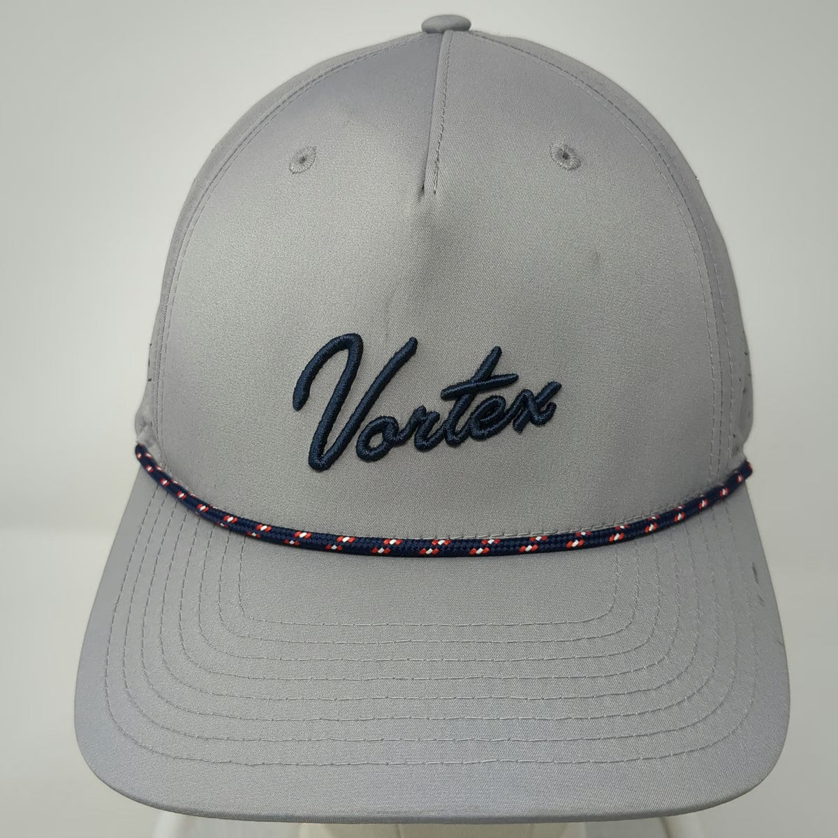 Vortex Trucker Hat Gray One Size Perforated Laser Cut Rope Detail Snapback