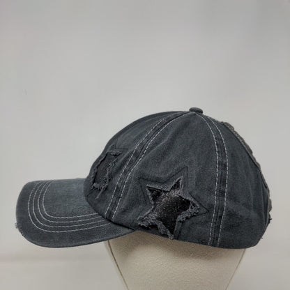 Unbranded Strapback Hat Gray One Size Adjustable Stars Ponytail
