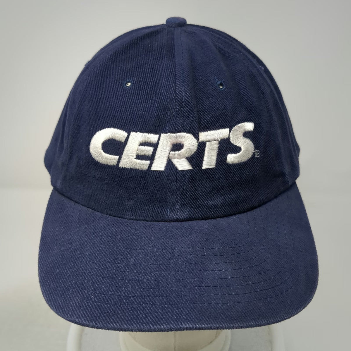 Nissin Cap Certs Blue One Size Baseball Cap Hat Embroidered Slogan Slideback