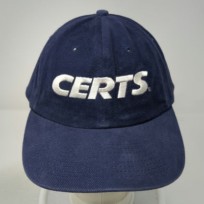 Nissin Cap Certs Blue One Size Baseball Cap Hat Embroidered Slogan Slideback