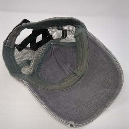 Unbranded Strapback Trucker Hat Gray One Size Ponytail Mesh Back Blank