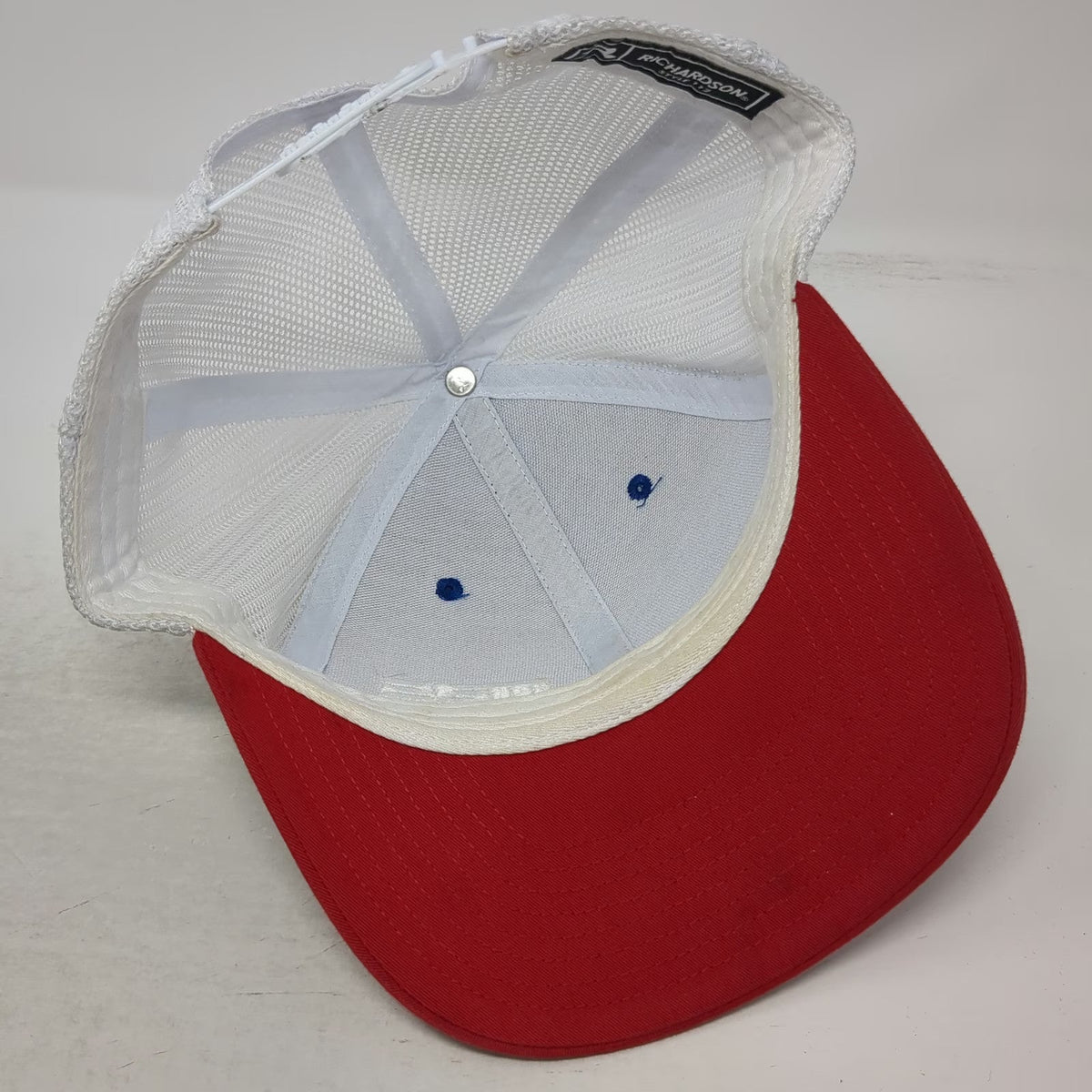 Richardson Trucker Hat Blue Red White One Size Mesh Back MSF Logo US Flag