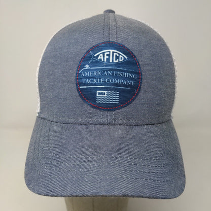 American Fishing Tackle Company Men's Snapback Mesh Back Hat Blue White Logo