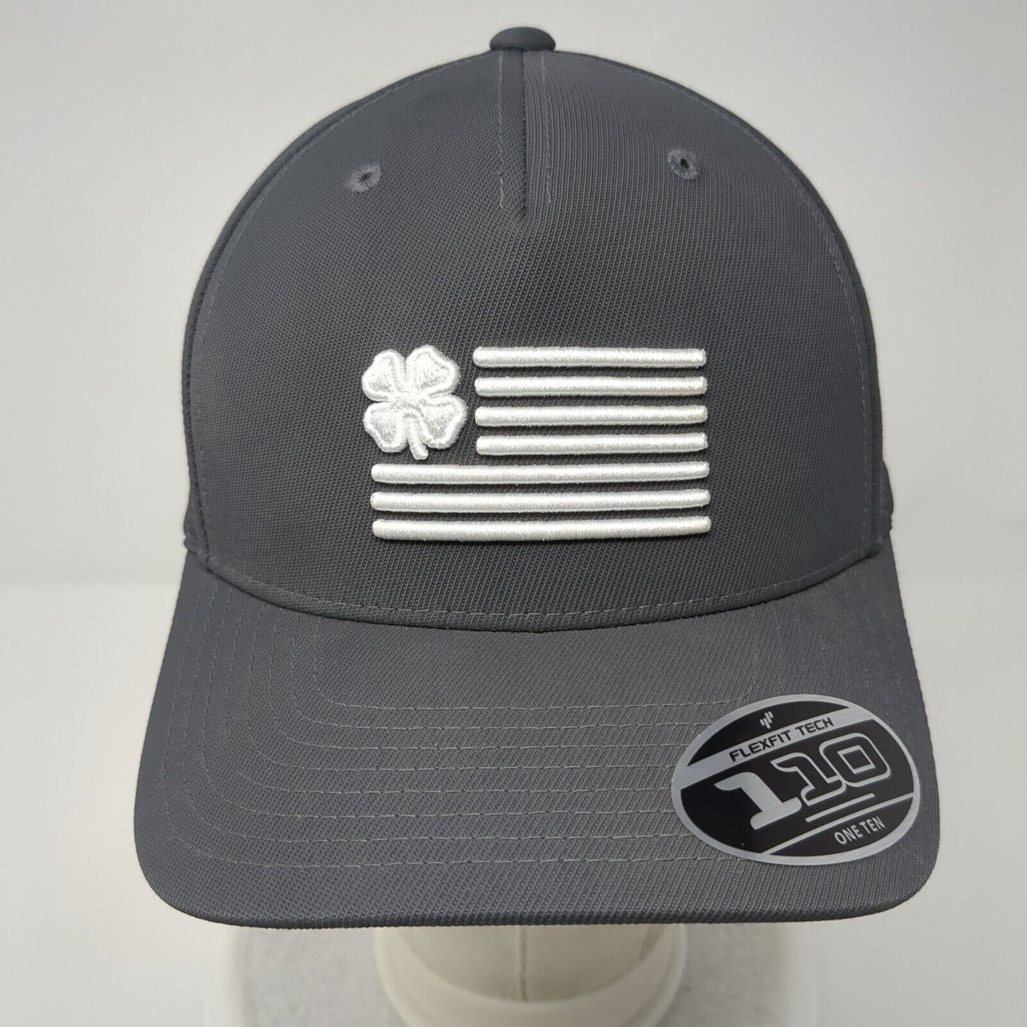 Live Lucky Flag Snapback Hat Gray OSFA CompuNet Black Clover Flexfit 110