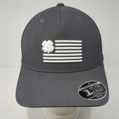 Live Lucky Flag Snapback Hat Gray OSFA CompuNet Black Clover Flexfit 110