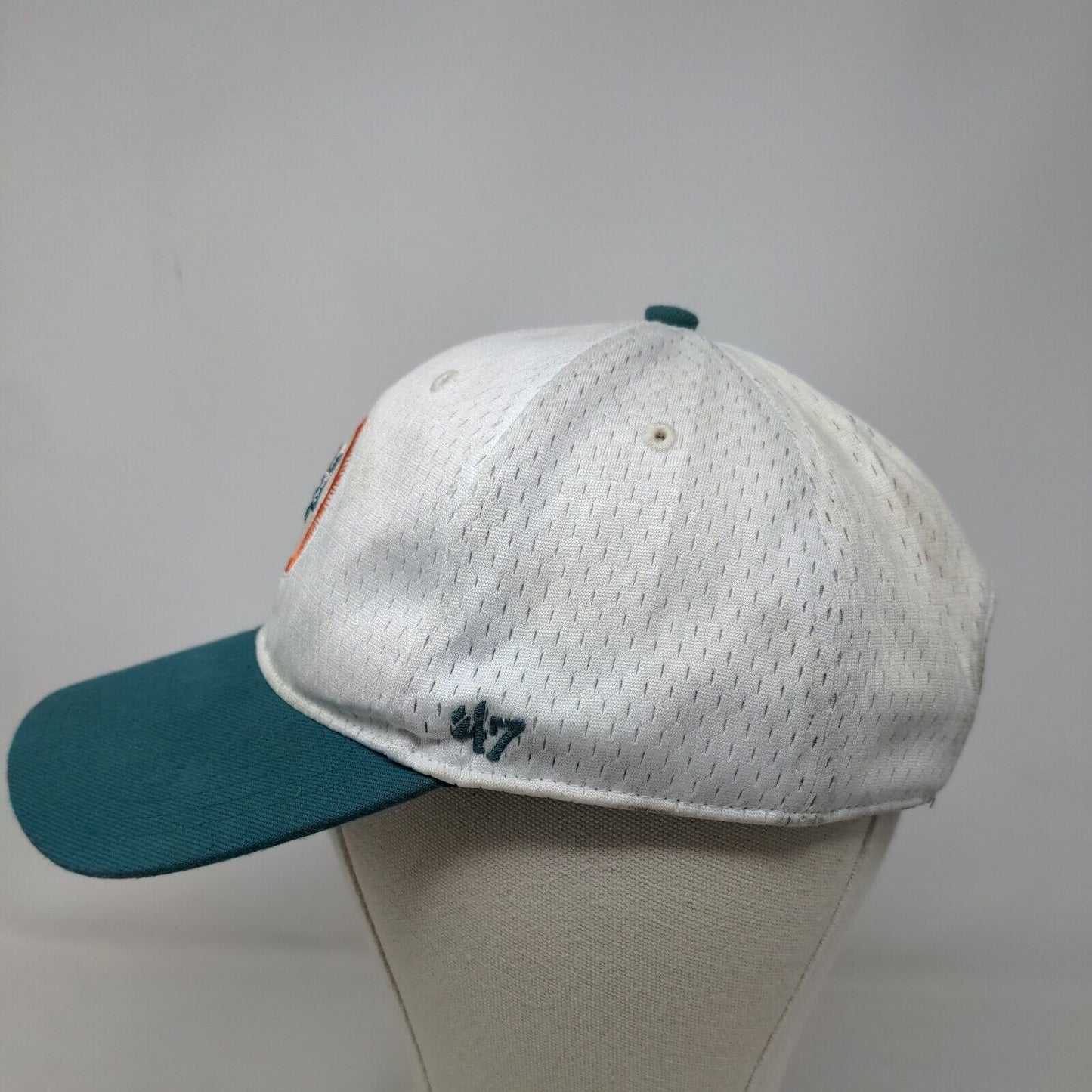 '47 Brand Men's Strapback Hat White OSFA Embroidered Miami Dolphins Logo