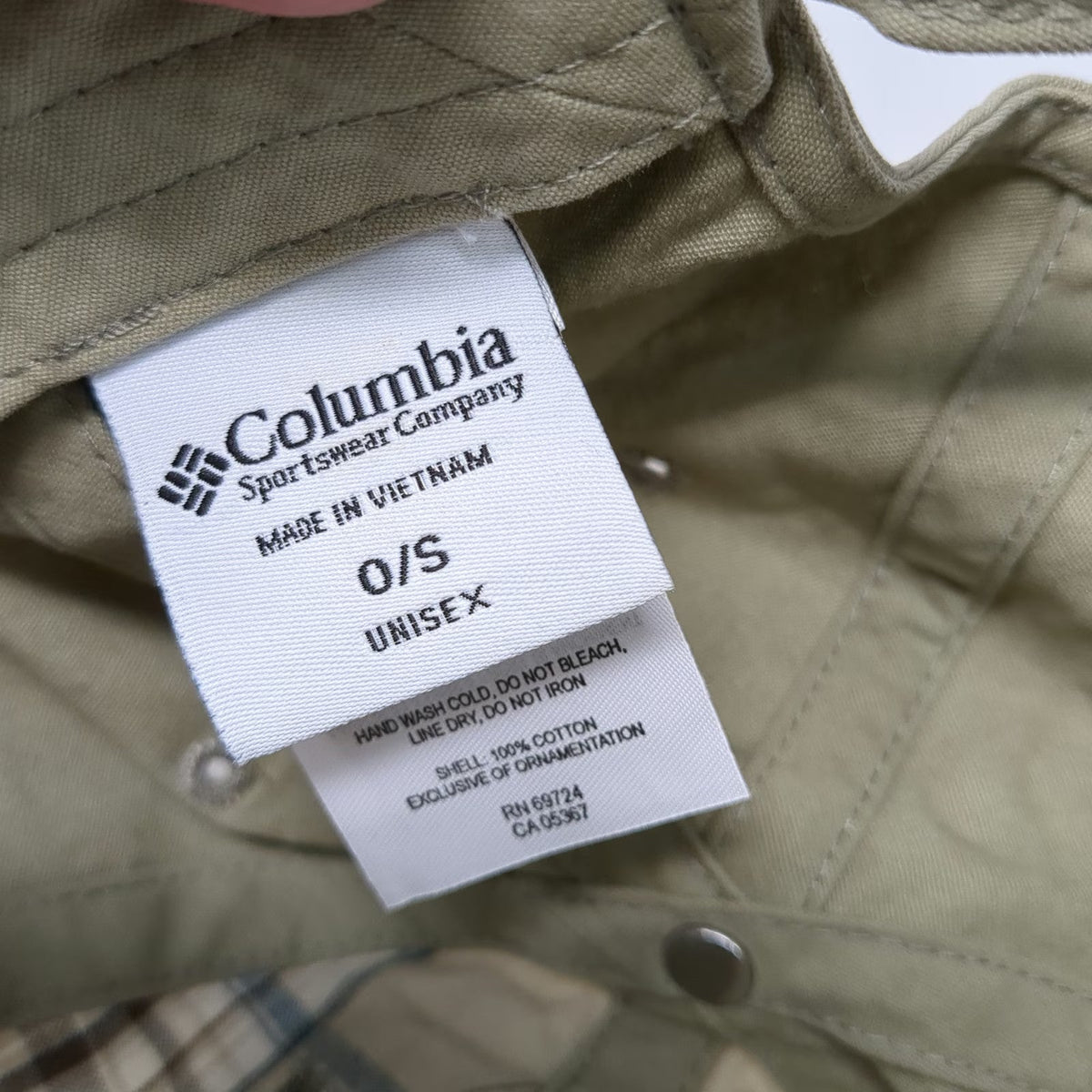 Columbia Baseball Cap Green One Size Omni-Shade Plaid Patch Slideback Hat