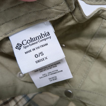 Columbia Baseball Cap Green One Size Omni-Shade Plaid Patch Slideback Hat