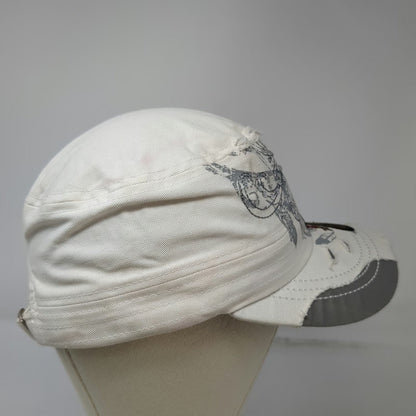Savana Army Cap White One Size Feather Dreamcatcher Distressed Rhinestone Hat