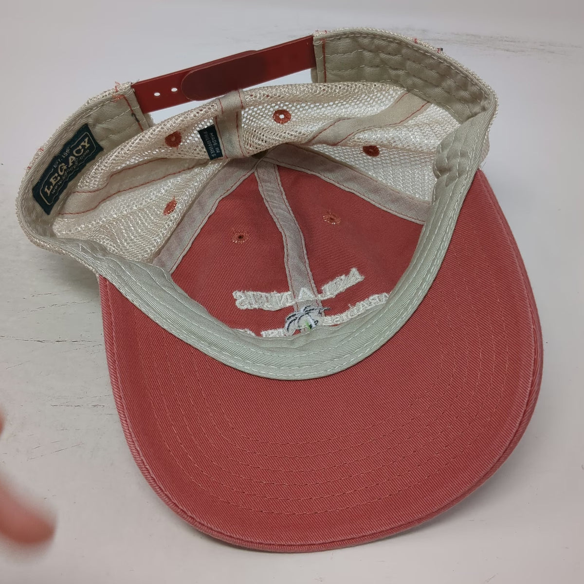 Legacy Trucker Hat Red Beige One Size Atlantis Paradise Island Bahamas Palm Tree