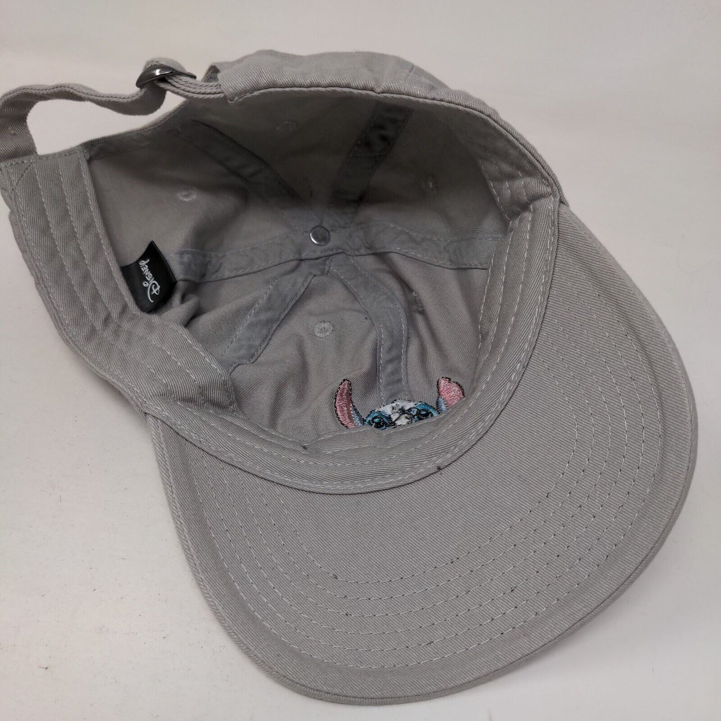 Stitch Slideback Hat Gray One Size Embroidered Adjustable Disney