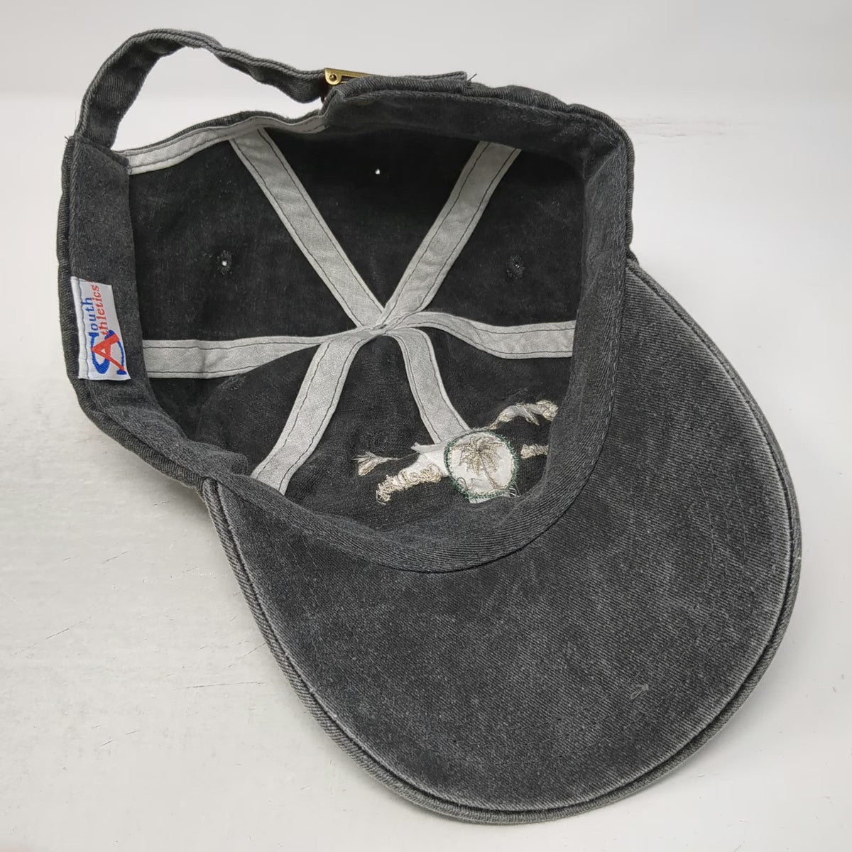 Youth Athletics St. Thomas USVI Palm Tree Gray Baseball Cap Hat OSFM Slideback