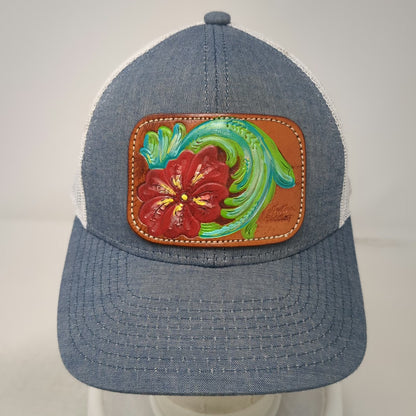 Outdoor Cap Platinum Series Baseball Cap Blue One Size Leather Flower Mesh Hat