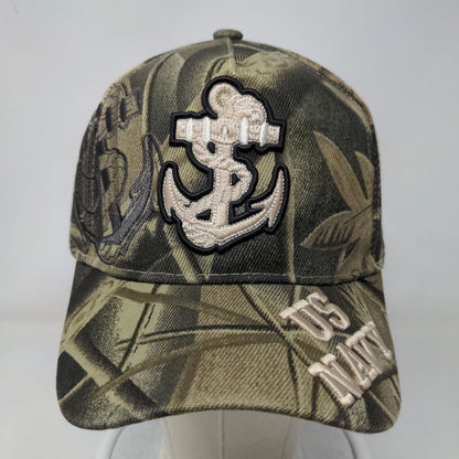 US Navy Anchor Rope Strapback Hat Camo One Size Embroidered Military