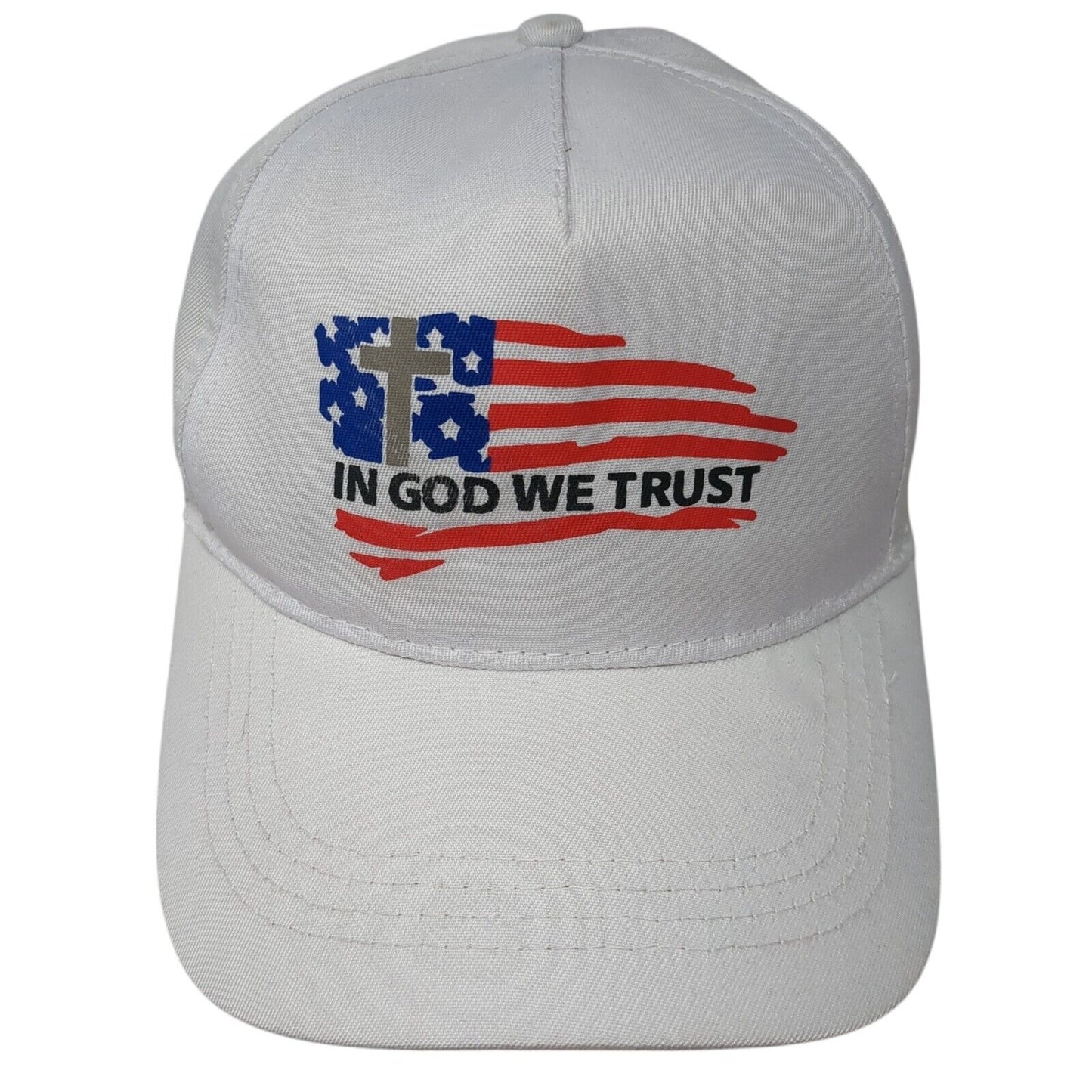 In God We Trust Snapback Hat White One Size Adjustable Patriotic Polyester