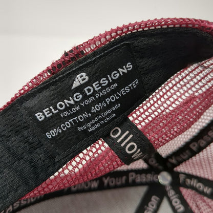 Belong Designs Trucker Hat Black Purple One Size Leather Patch Mesh Snapback