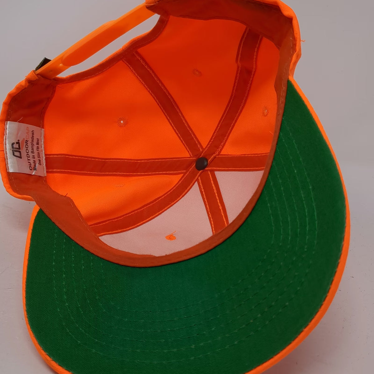 Outdoor Cap Snapback Orange OSFM Green Underbrim Blank Structured 6 Panel Hat