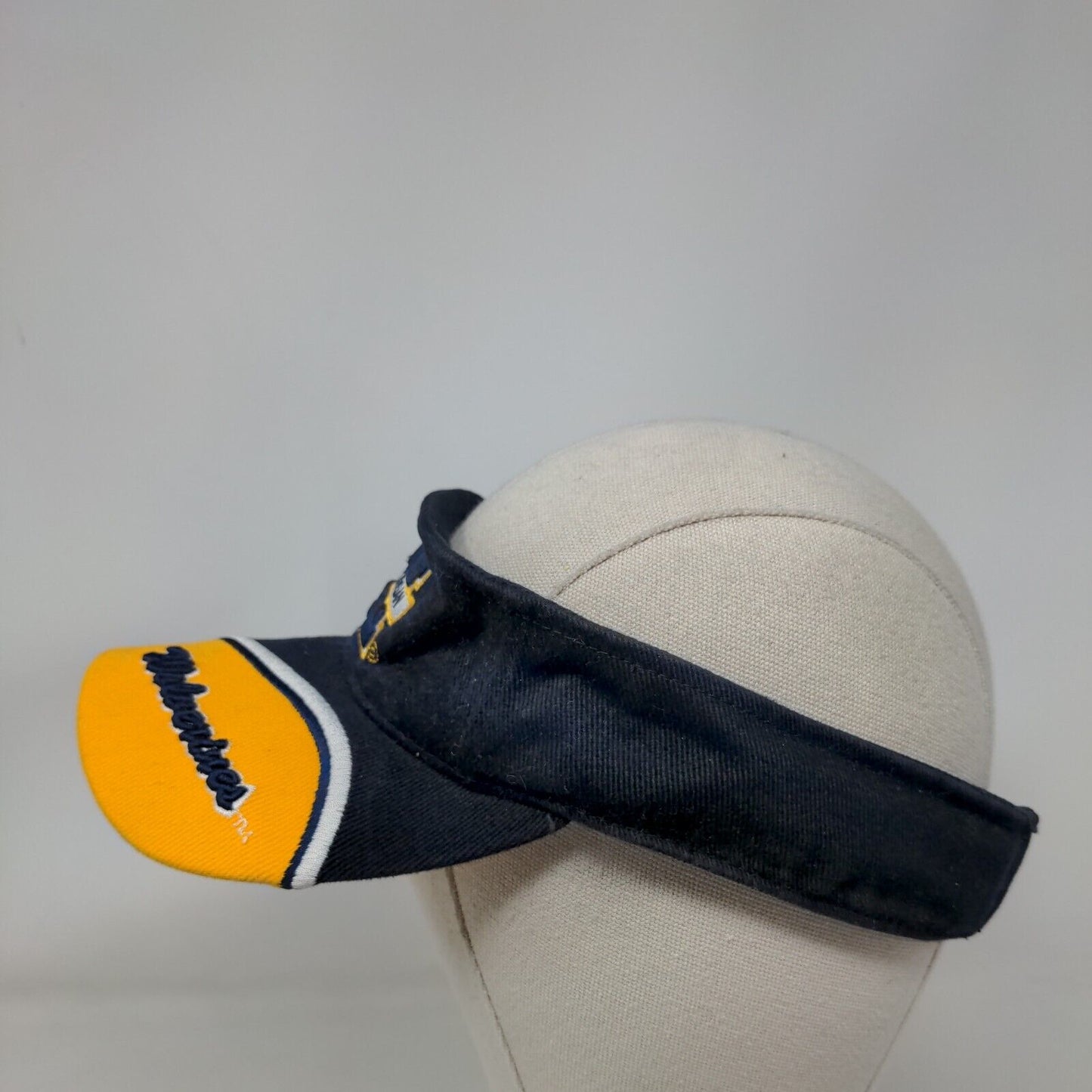 Michigan University Wolverines Strapback Sun Visor Hat Blue Gold NCAA Colosseum