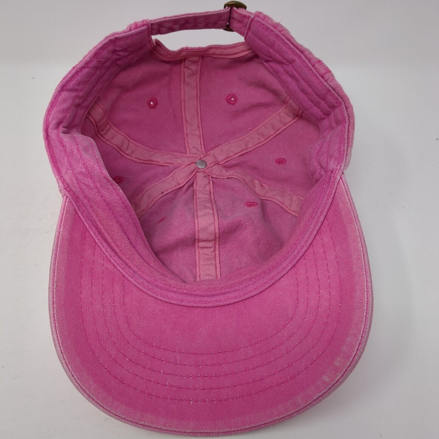 Unbranded Slideback Hat Pink One Size Adjustable Vented Holes 6 Panel Blank