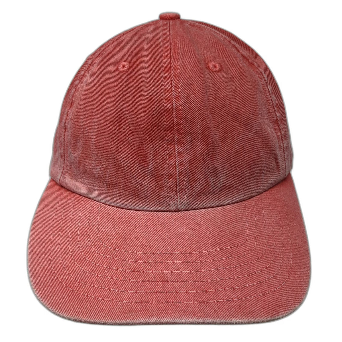 J.Crew Red Baseball Cap Made in USA Leather Strapback Washed Cotton Hat Vintage