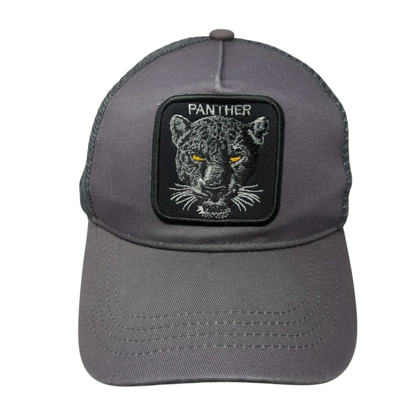 Panther Patch Snapback Trucker Hat Gray One Size Mesh Back Adjustable